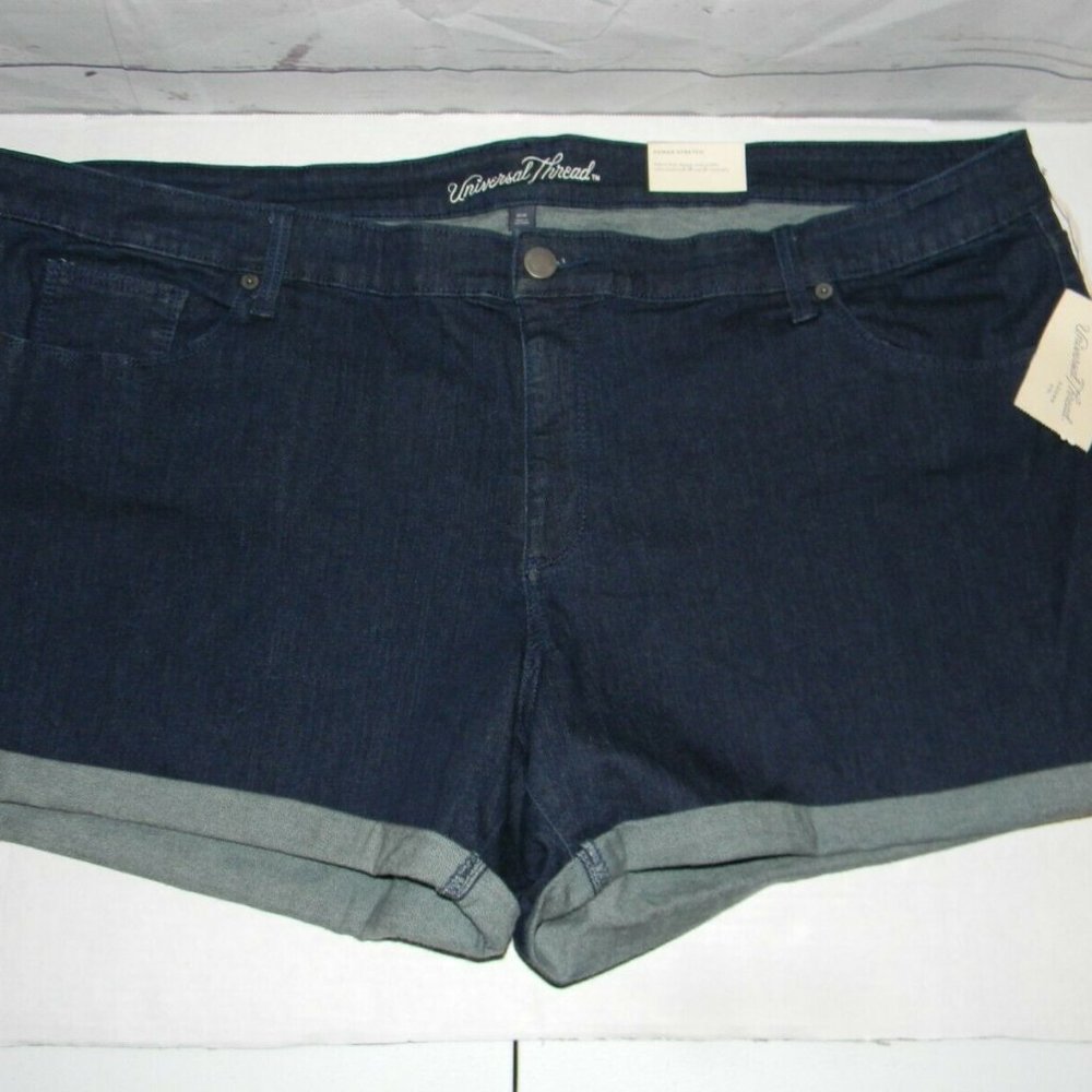 Universal Threads Womens Power Stretch Midi Shorts In Blue Size 26W NWT
